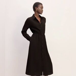 Everlane Mini Jacquard Stripe Shirt Dress Long Sleeve Black Women's XS